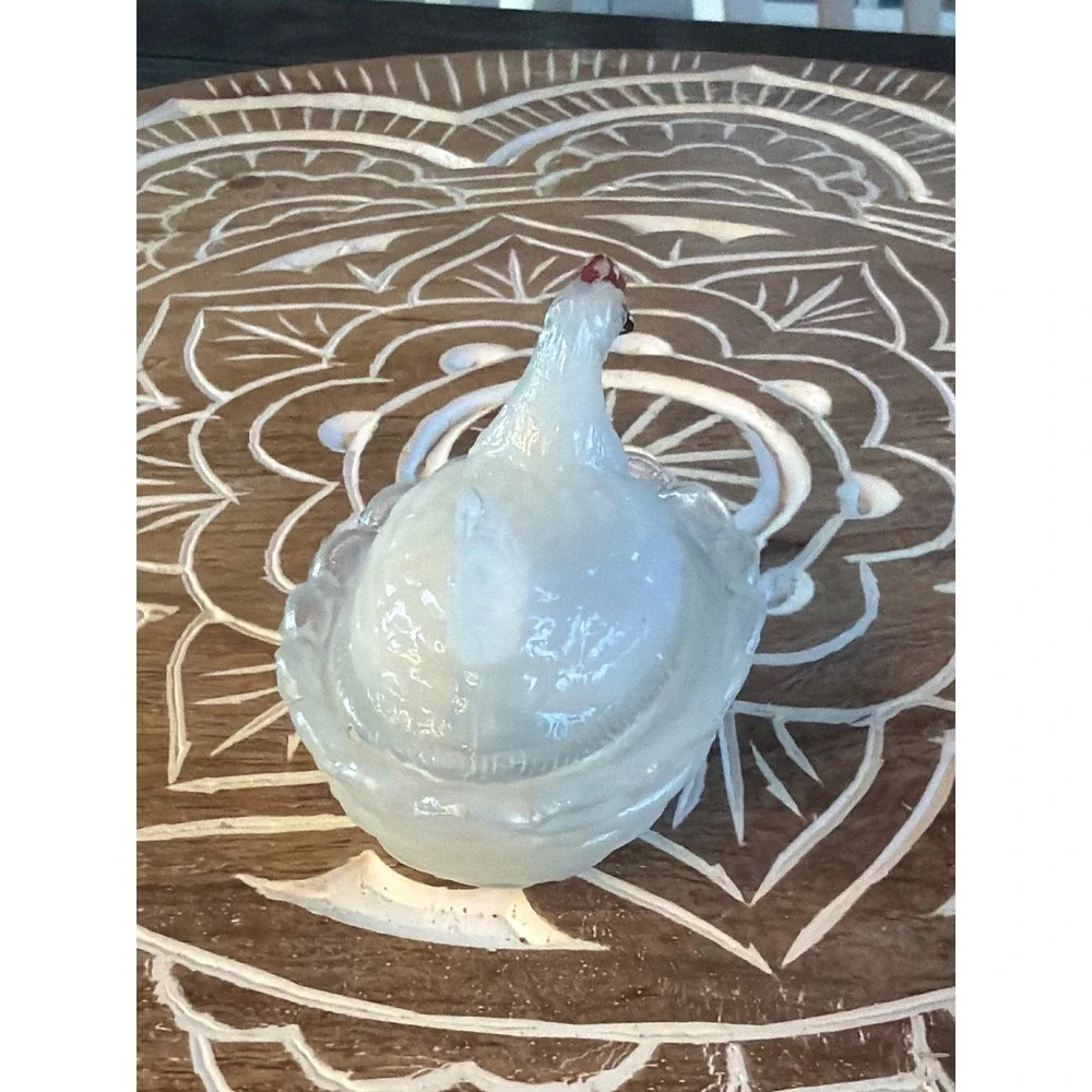Vallerysthal Milk Glass Hen on Nest (HON) Salt Dip – Mini French Glass 2.5